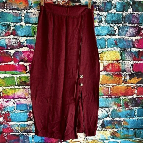 Vintage Cameo Button Midi Skirt Side Slit Size medium - Picture 1 of 5